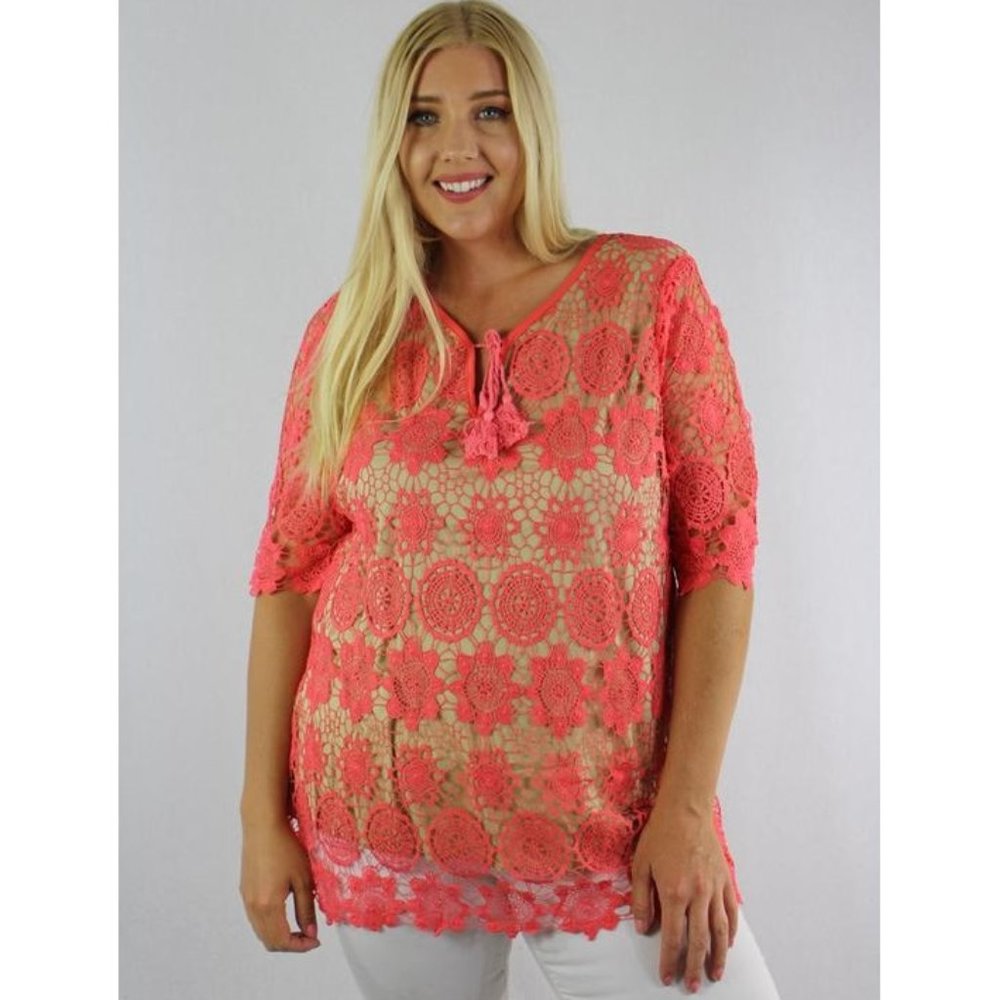 Plus Size Crochet Top with Open Back